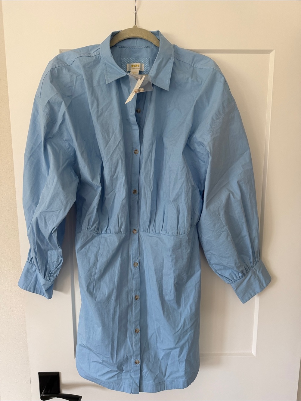 Maeve Sky Blue Button-Front Shirt Jacket